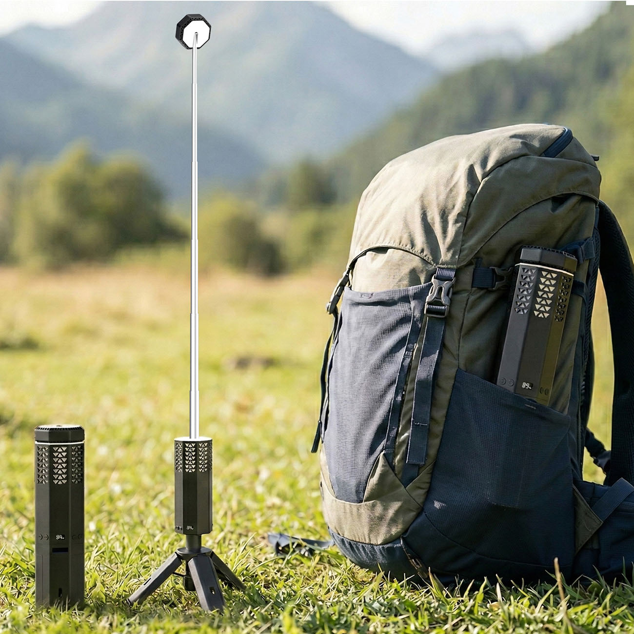 Triangle Hollow Telescopic Lamp - unique triangular hollow lightweight design for easy portability