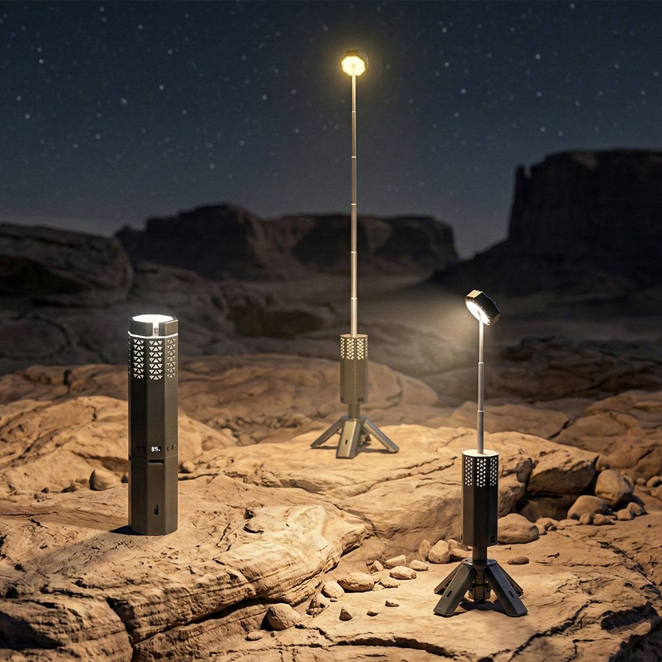 Triangle Hollow Telescopic Lamp - IP65 waterproof and durable ABS aluminum alloy construction