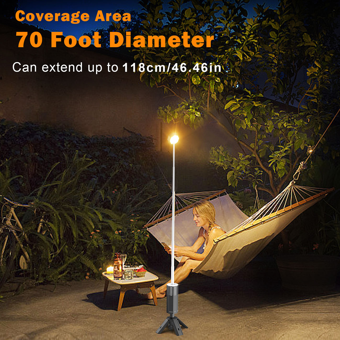 Triangle Hollow Telescopic Lamp - complete accessories bracket ground nails storage bag and user manual