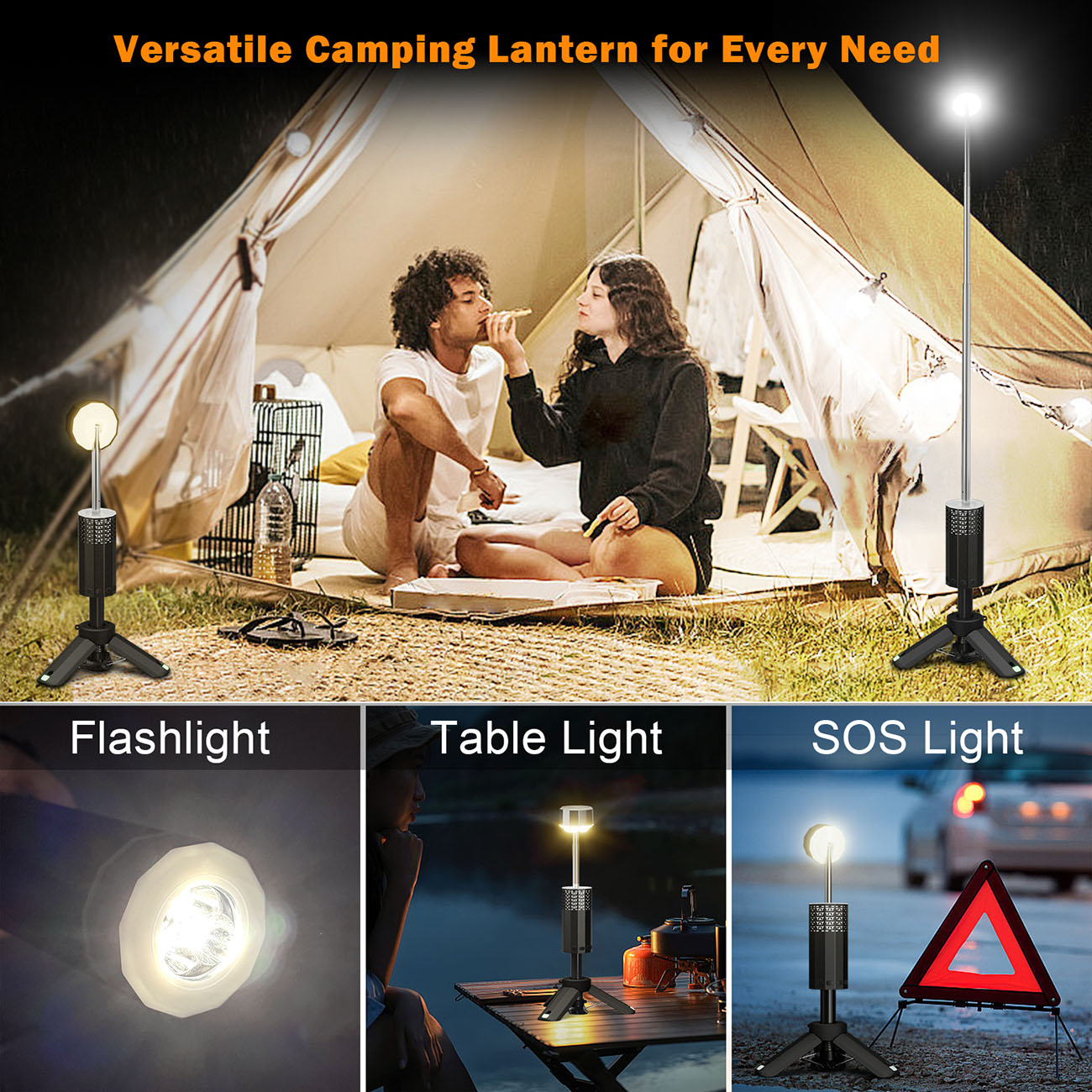 Y-Shaped Hollow Telescopic Lamp - main product front view with Y-shaped hollow design and telescopic pole