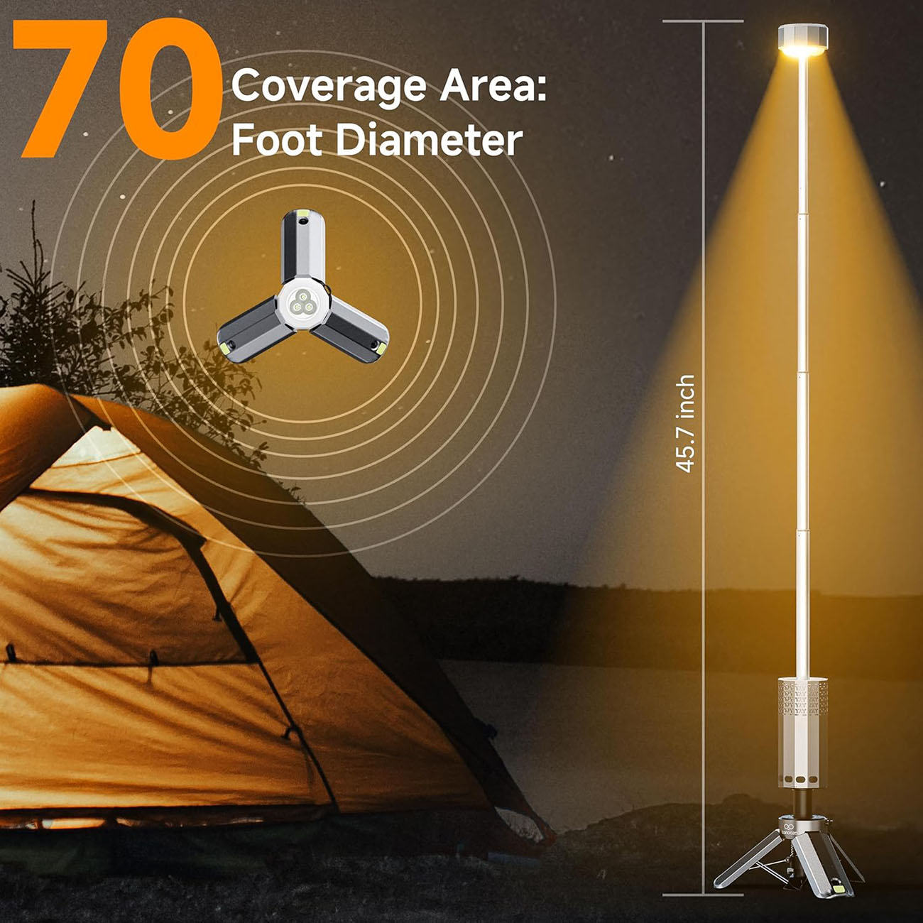 Y-Shaped Hollow Telescopic Lamp - IP65 waterproof rating for reliable outdoor use in all weather