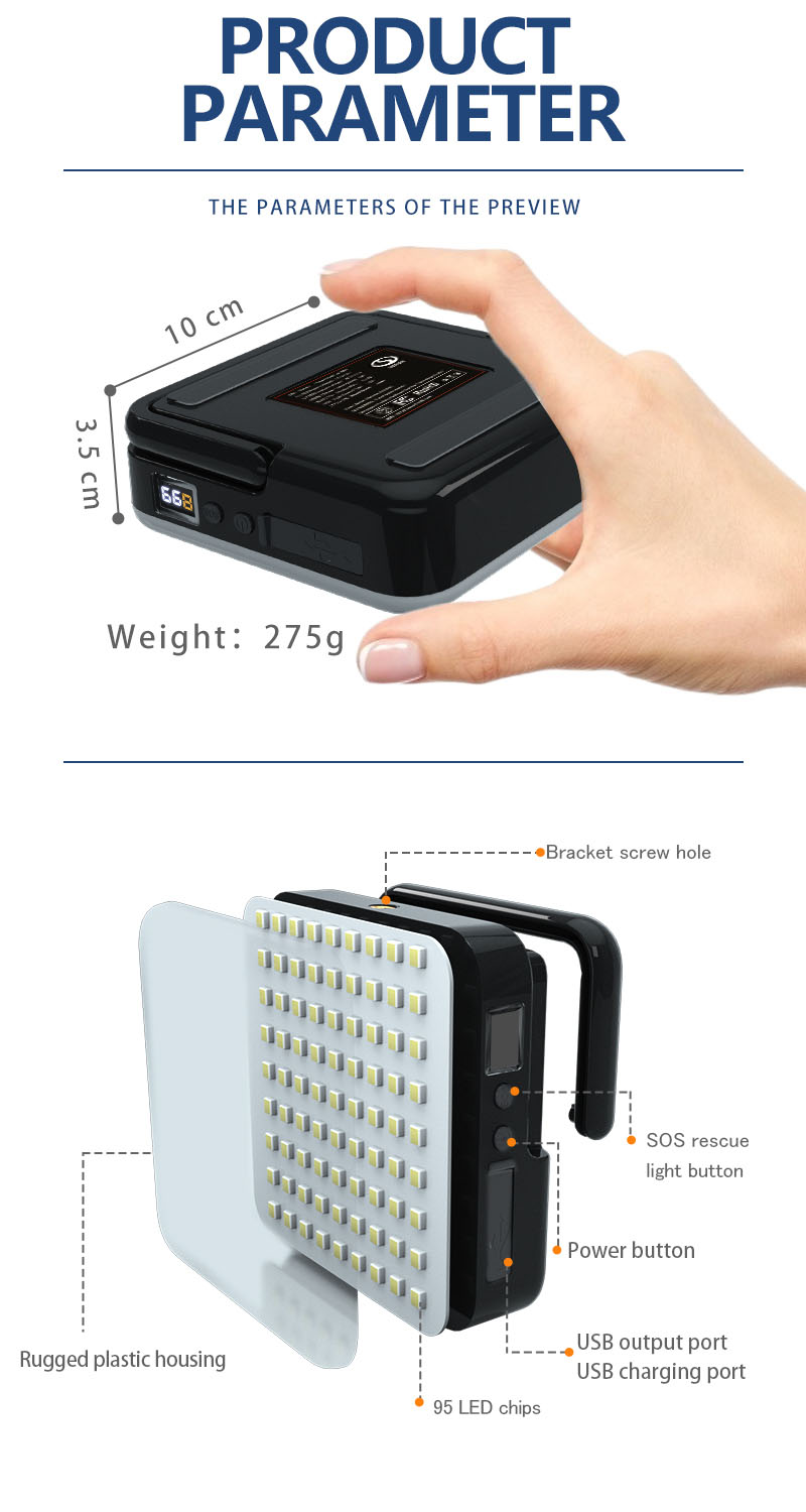 Square Camping Light 202 - multi-functional camping lantern for tent lighting car repair and emergency