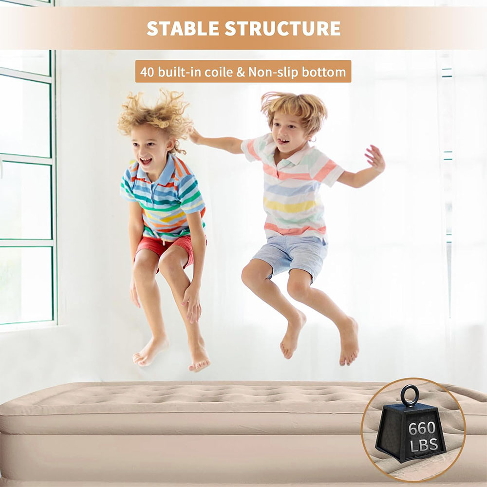 40cm High Air Mattress - supports up to 150kg with tear-resistant material for long-lasting durability