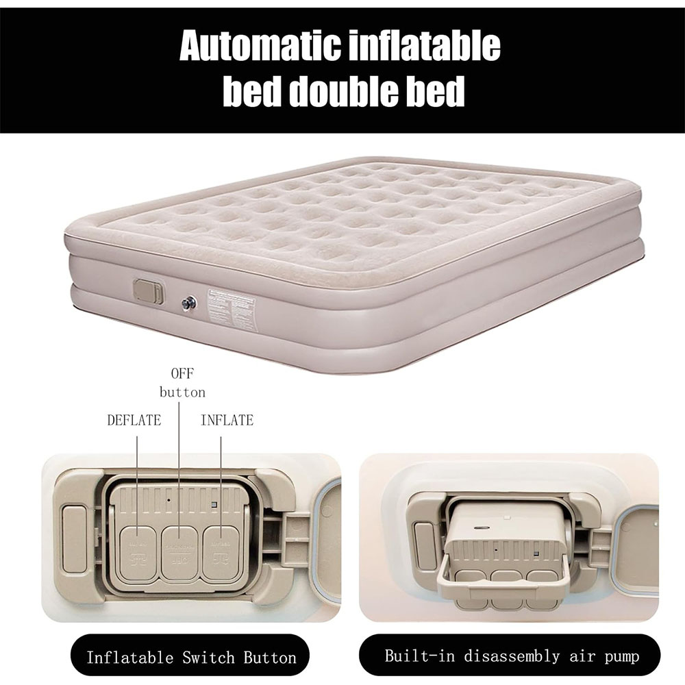 40cm High Air Mattress - easy inflation with built-in pump for quick setup at campsite or home