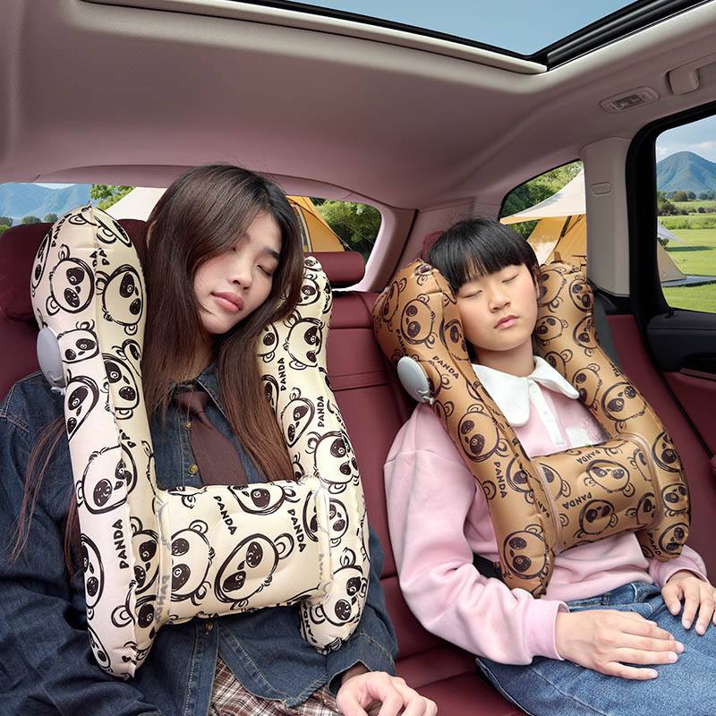 Inflatable Travel Neck Pillow - wrap-around support keeps head stable while sleeping