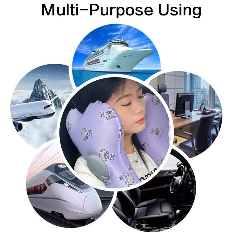 Inflatable Travel Neck Pillow - lightweight and compact for airplane car and train travel