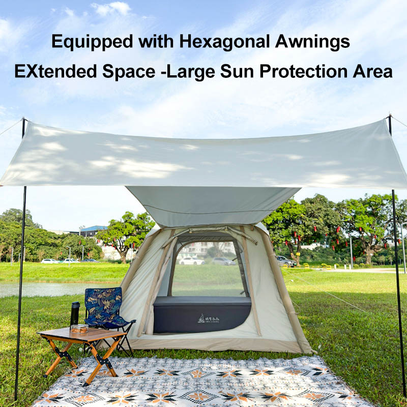 Inflatable Tent - quick 10-minute setup with high-pressure pump no poles required
