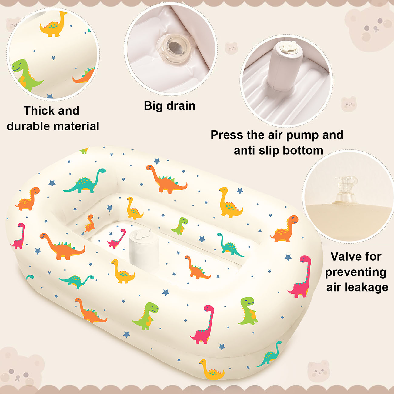 Inflatable Bathtub - 4-layer PVC insulation construction for extended warm water soaking