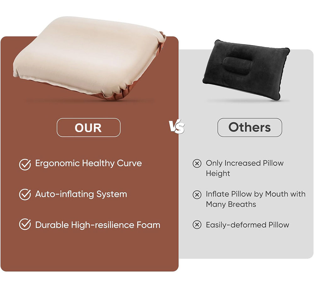 Cheese Pillow - compact deflation for palm-sized portability and easy storage