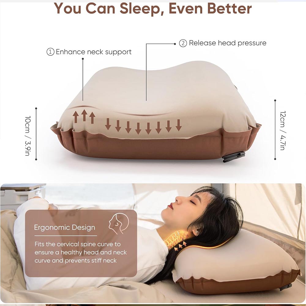 Cheese Pillow - lightweight inflatable travel pillow for camping and airplane use